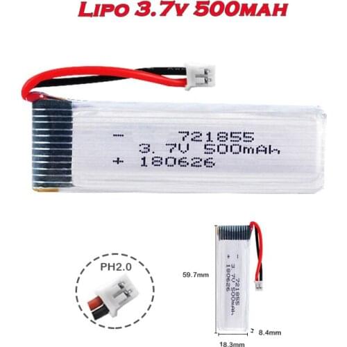 Lipo Battery 3.7V 500mAh PH2.0 Plug with Charger For RC FPV Drone Helicopter Quadcopter Battery Spare Parts RC Car Accessories