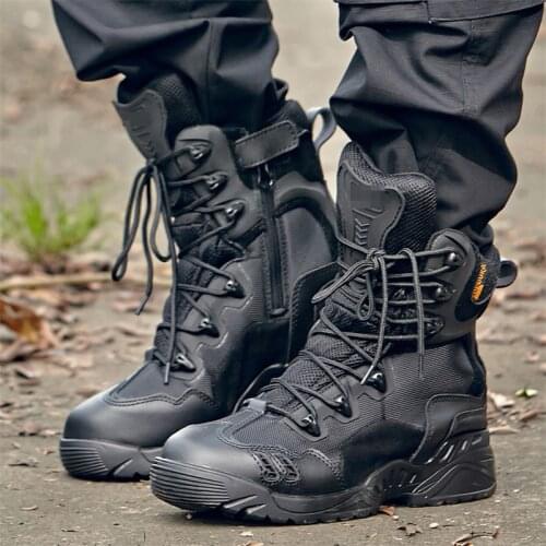 Male Winter Tactical Boots Warm Breathable Waterproof Outdoor Hiking Camping Climbing Non-Slip Damping Men Combat Training Shoes