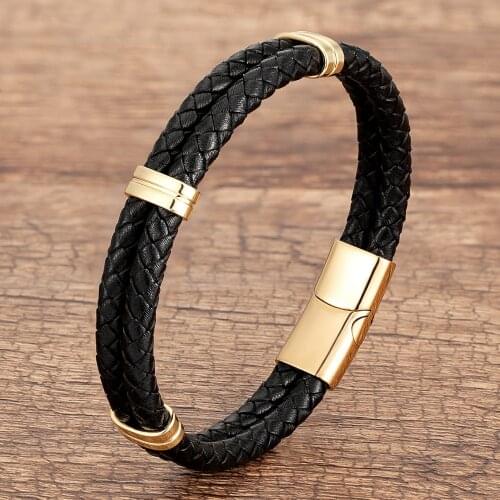 Charm Genuine Leather Couple Bracelets Stainless Steel Accessories Handmade Jewelry Rope Bracelet Lovers Gifts For Women