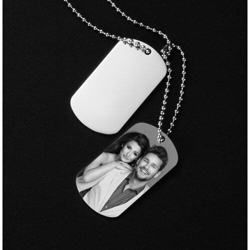 Personalized Customized Engraved Dog Tag Military Army Photo ID Name Men Linked Pendants Necklace Stainless Steel Male Gift