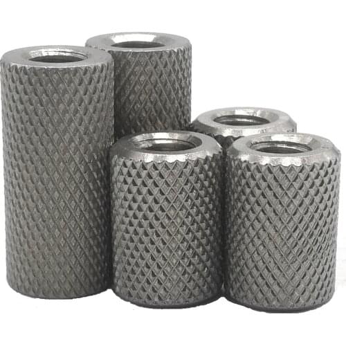 Stainless steel long cylindrical knurled nut hand twisted mesh link adjustment nut M2.5 M4 M5 M6 M8 M10 M12