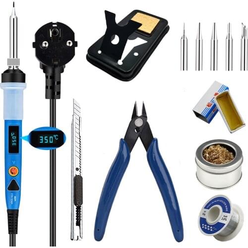 Electric Soldering Iron Kit Adjustable Temperature LCD Digital Display Welding Solder Tools 220V 110V 80W