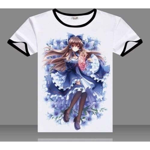 T-shirts Touhou Project Cosplay Black O-Neck Short Sleeve Costumes Hakurei Reimu Print Shirts Kirisame Marisa Tops Summer Tees