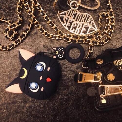 Japanese Anime Cartoon Luna Cat Cute Headphone Cases For Apple Airpods 1 2 pro Silicone Lovely Girls Earphone Cover