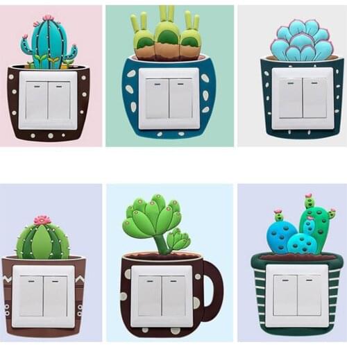 Cute Light Switch Cover Sticker Surround Cartoon Art Decal Decor Cereus