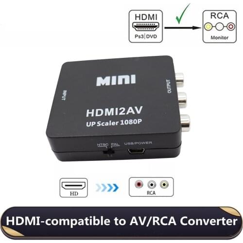 Mini HDMI2AV Video Converter HD 1080P HDMI-compatible To RCA AV/CVBS Adapter For PS3 VCR DVD PALMTSC PC