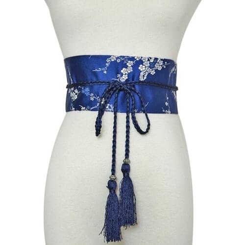 Fashion Kimono Belt Ribbon Female Retro Floral Print Waistband Wide Corset Bathrobe Waistband Tie Belt Waist Belts For Dress