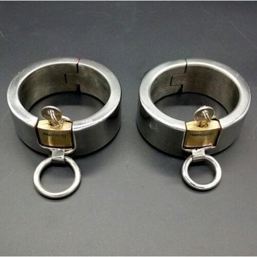 Stainless Steel Lockable Handcuffs Adult Games Bondage Restraints Adult Games BDSM Torture Hand Cuffs Sex Toys For Couples