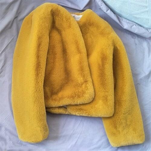 New Women Faux Rex Rabbit Fur Short fur Big Size Faux Fur Slim Female Fake Fur Lady Winter Coat Casual Party Jacket Coats WZ463