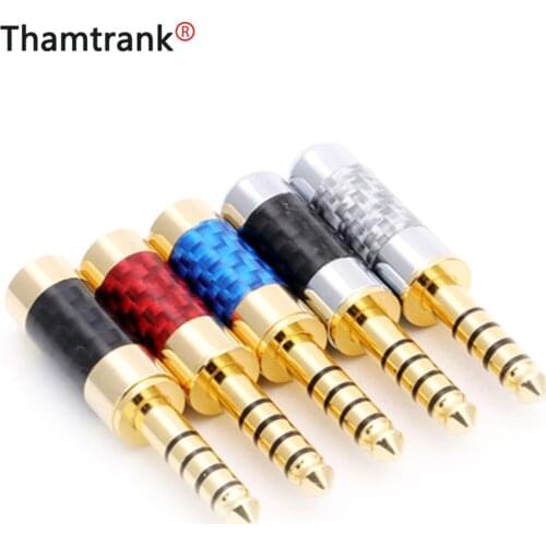 10PCS Carbon Fiber Gold-plated Jack 4.4mm 5pole Audio Plug Pure Copper Connector with 6mm Wire hole