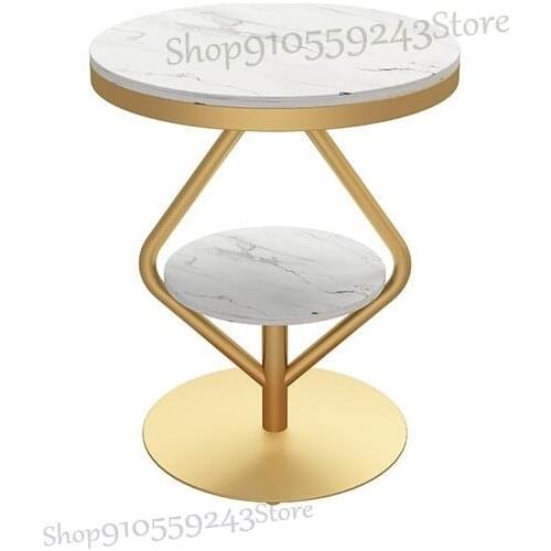 Italian Sofa Side Table Light Luxury Marble Side Table Balcony Round Table Modern Minimalist Bedside Storage Side Cabinet Small