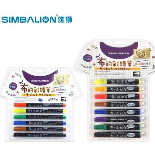 Simbalion 1.0mm/2.0mm Fabric T-shirt Liner Textile Permanent Art Marker Set Cloth Paint Color DIY Design for Artist Stationery