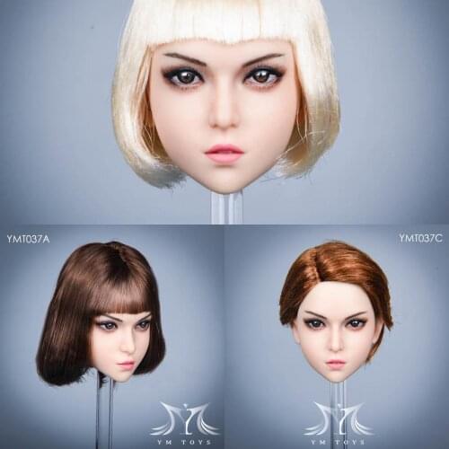 1/6 Scale Woman Head Sculpt YMT037 Kopf Planted Hair Model Fit 12'' Female PH TBLeague Figure Body