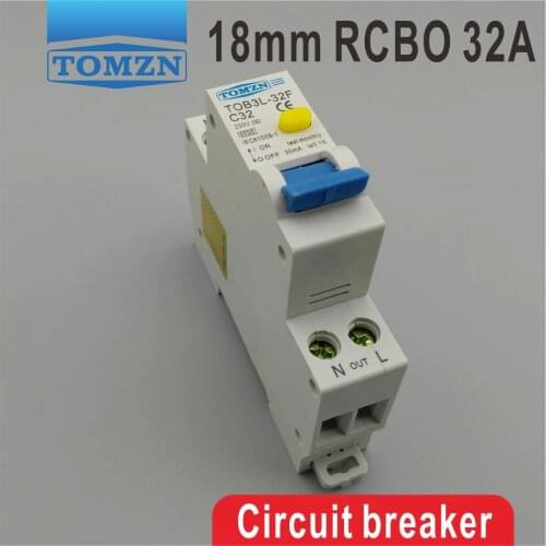 TOB3L-32F 18MM RCBO 32A 1P+N 6KA Residual current Circuit breaker with over current and Leakage protection
