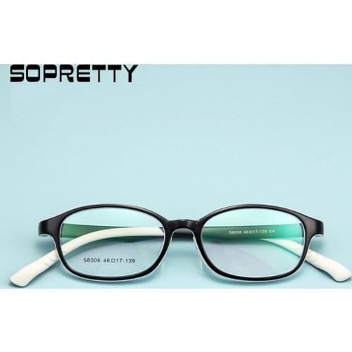 Only 8 g) New Ultra-light Silicone Student Myopia Eye Frame For Boy Girls ,TR90 Childrens Prescription Glasses Frame FC58006