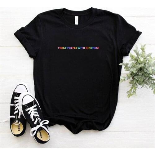 Hip Hop T-shirt Fine Line Love on Tour Women treat people with kindness Female Ullzang T-shirt 90s Graphic Tshirt