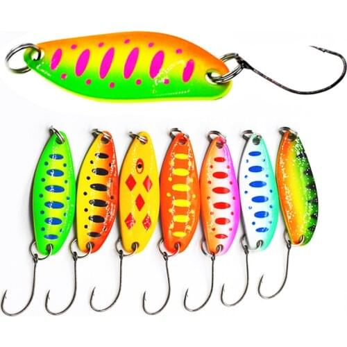 X-Fin 3.4cm 3.5g Fishing Tackle Metal Spoon Lure Sharp Hook Hard Sequins Lure Artificial Bait Freshwater Saltwater Spinner Spoon