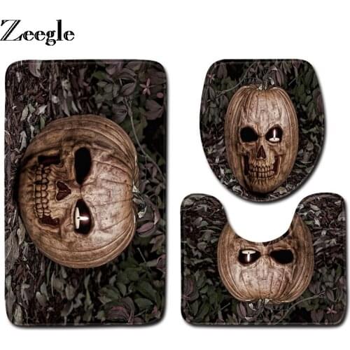 Zeegle Bath Mat Bathroom Carpet Floor Mat Halloween Pumpkin Printed Bathroom Carpets Doormats Anti-Slip Bathroom Rug