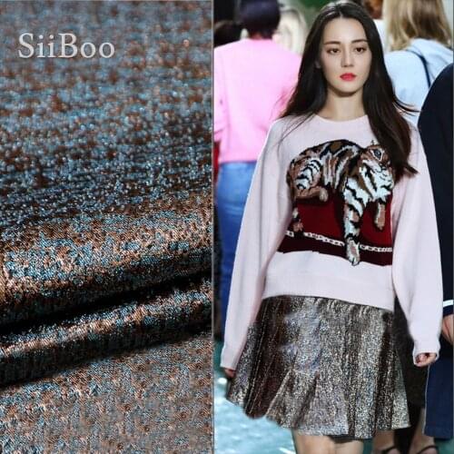 American style luxury blue brown metallic jacquard brocade fabric apparel for coat dress jacquard cloth SP5015 Free shipping