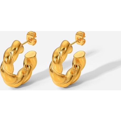 40mm Large CC Shape Twisted Hoop Earrings For Women Open Design Circle Earring Jewelry Party Accessories