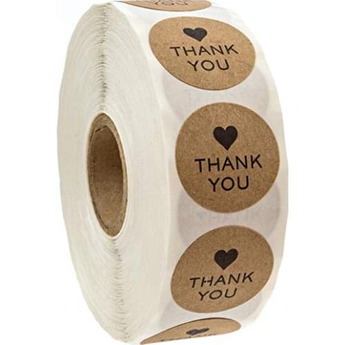 1 inch Round Natural Kraft thank you Stickers 500 Labels per roll cute stickers for Cake Packaging seal labels handmade sticker