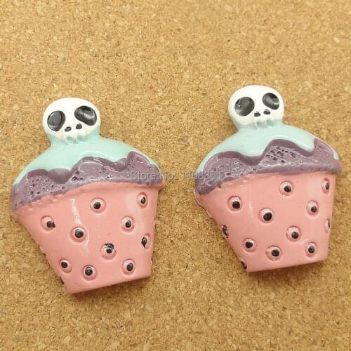 1pcs/lot resin flat back Halloween Skull candy Icecream 27mm Cabochons Hair Bow Center DIY Christmas decration C119-7