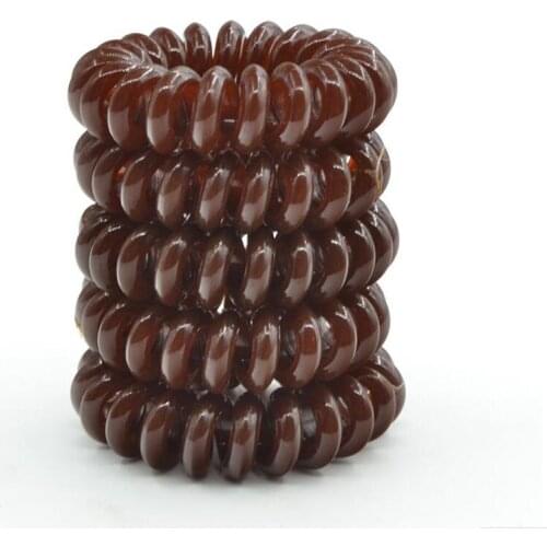 10 PCS Telephone Line Cord Traceless Rubber Band Brown Coffee Black Clear Colorful hair Gum Elastic Hair Band For Girls Women