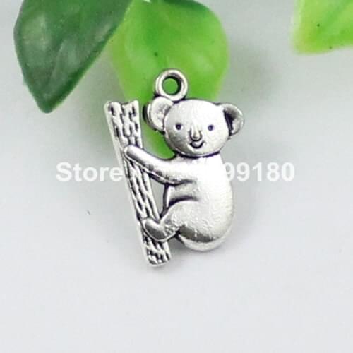 100pcs/lot Metal Zinc Alloy Silver Tone Bear Pendant For Necklace DIY Jewelry Making Accessories 14x19mm (K01284)