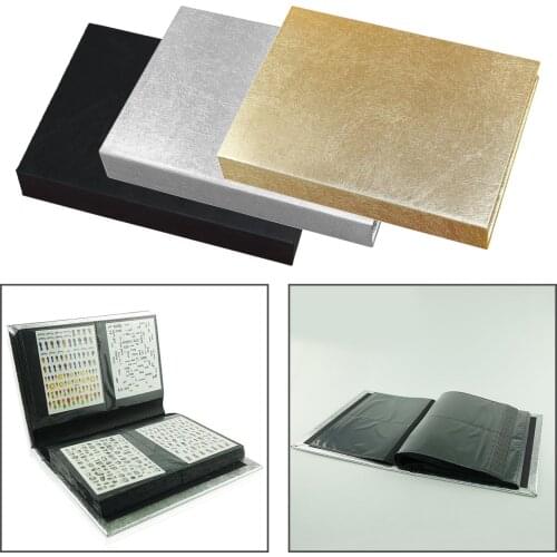 120 Sheet Nail Sticker Decals Storage Book Photo Display Album Gold