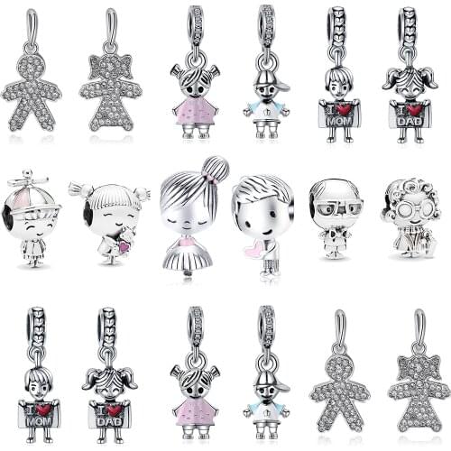 2pcs/lot Lovers charms fit original pandora bracelet charm bead jewelry making diy pendant necklace for women gift