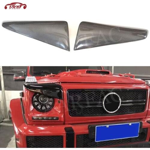 For G Class Carbon Fiber Car Front Headlight Eyebrow Eyelids Eyelid For Mercedes Benz W463 G63 G65 G500 G55 1990 - 2018 FRP 2PCS