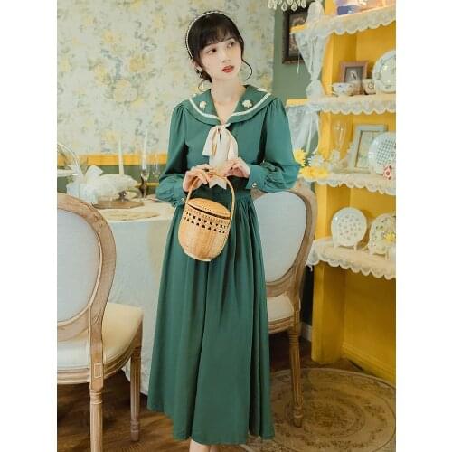 2020 new fashion womens clothing Peter pan Collar Full Vintage dresses women dress