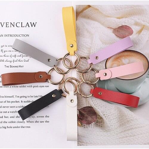 24 Colors Fashion PU Leather Keychain Business Gift Leather Key Chain Car Auto Key Strap Waist Wallet KeyChains Keyrings Keyhold
