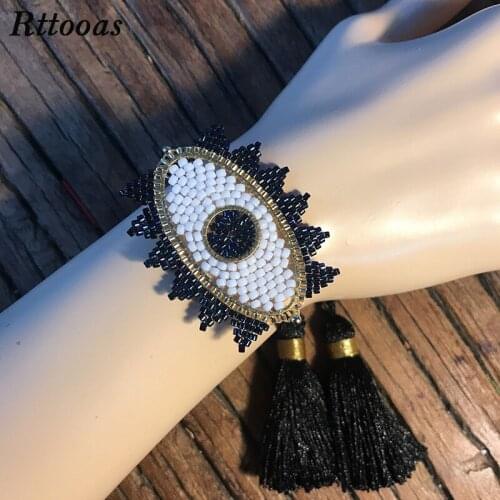 Rttooas MIYUKI Delica Bracelets Evil Eye Bracelet Insta Handmade Woven Pulseras Tassel Fashion Women Bracelet Jewelry Gift