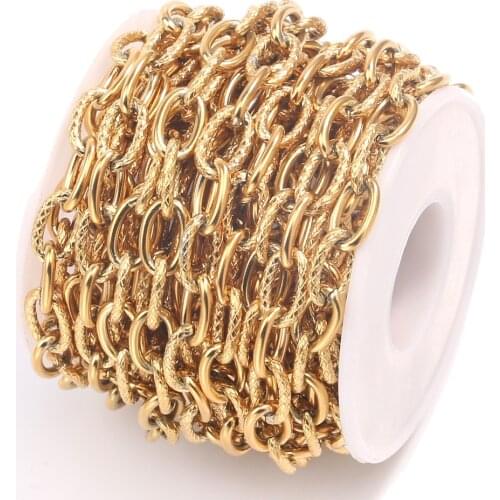 1 Meter Stainless Steel Heavy Circle 1:1 Texture Chain 8x13mm Dull Textured Chunky Chains for Punk Rock Hip hop Jewelry Making