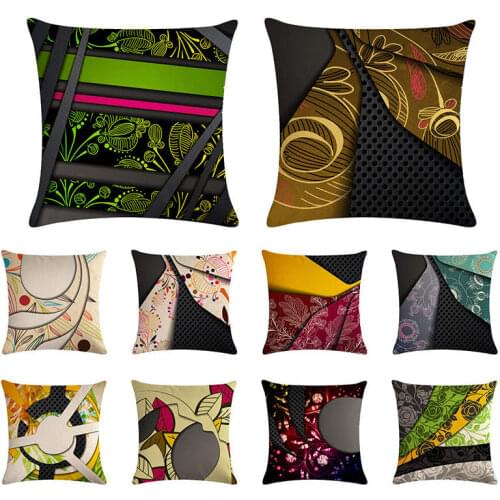 Advanced irregular color matching cushion cover geometric elements pillow cover linen car chair bed decoration 45x45cm
