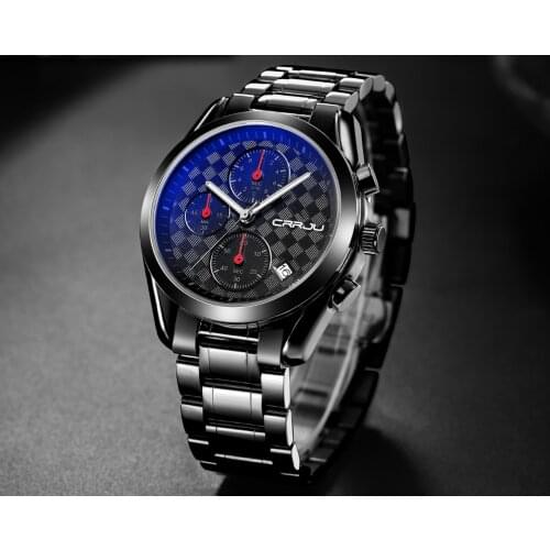 CURREN Men Fashion Watches Luxury Casual Quartz Black Wristwatch Sport Chronograph Clock Stainless Steel Wrist Watches for Male