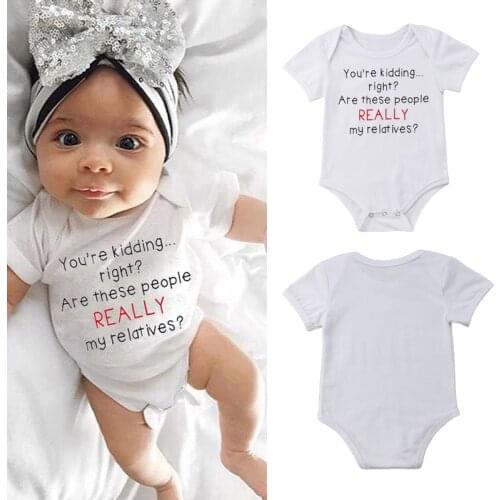 DERMSPE Summer Newborn Baby Boys Girls Cotton Short Sleeve Letter You're Kidding Right These People Really Romper Baby Clothes