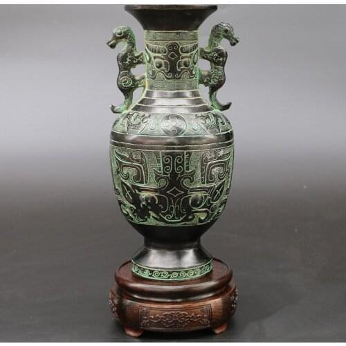 Two tigers pot of bronze furnishing articles antique vase contemporary household adornment handicraft