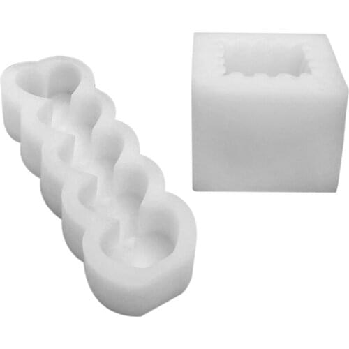 Love Heart Shape Candle Mould Soy Wax Silicone Candle Mold Cube Aromatherapy Molds for Plaster Hand-made Soy Aroma Wax Soap Mold