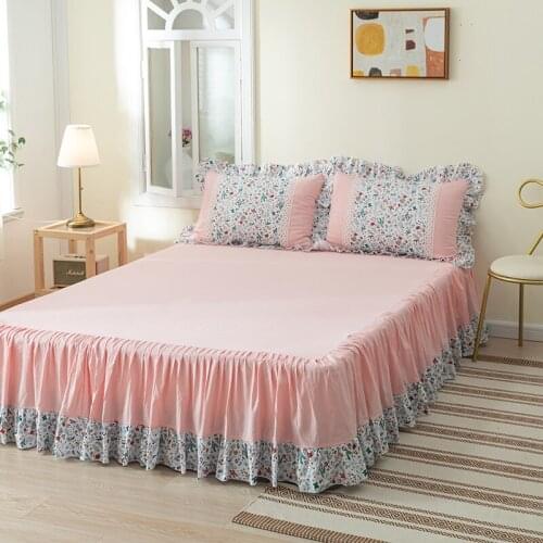 100% cotton Quilting Twin queen king size Bed Skirt flowers Bed Sheet Korean style Bed Cover Pillowcase Bedding Set