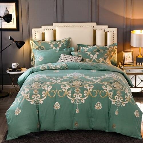 100% cotton wool cotton four-piece set autumn and winter thickened warm cotton four-piece set of bedding set comfortable set