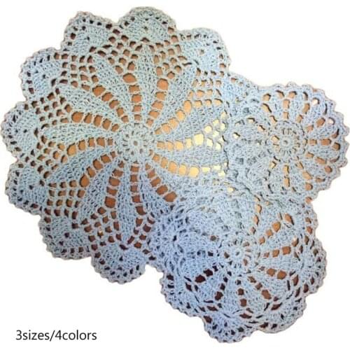 Handmade lace cotton crochet table place mat pad cloth cup mug doily drink tea coffee coaster wedding placemat dining kitchen