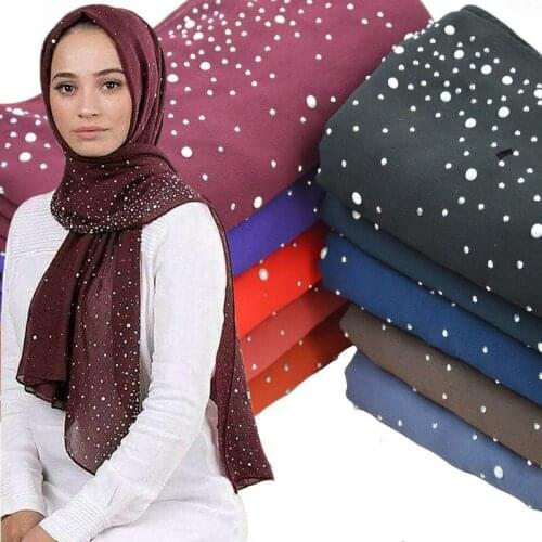 Spring hot selling solid-color porcelain ironed pearl chiffon scarf scarf scarves gauze scarves ladies