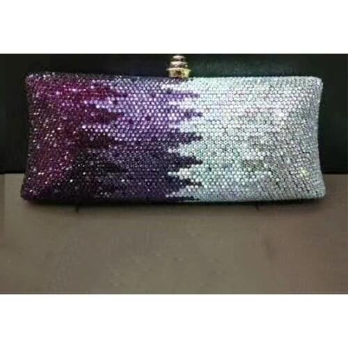 Best Gift To Girls Purple/Silver Evening Clutch Bag Wedding Purse XIYUAN Elegant Women’s Diamond Phone Case Small Minaudiere