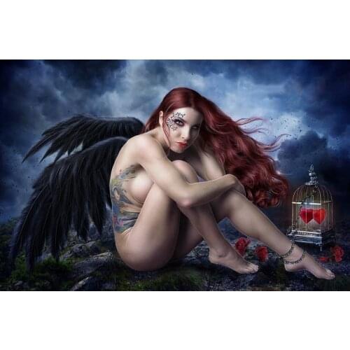 JMINE Div 5D Sexy wings Angel Naked Woman elf Full Diamond Painting cross stitch kits art Portrait 3D paint by diamonds