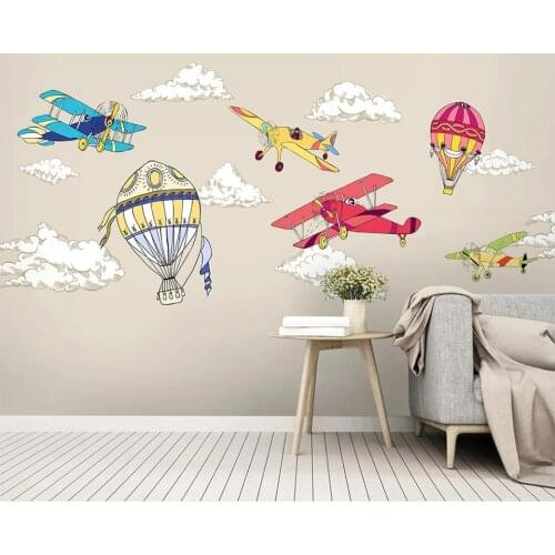 Custom mural on the wall wallpaper 3 d Cartoon airplane hot air balloon children room decor photo Wallpaper in the living room
