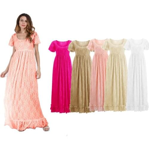 New Maternity Photography Props White Pink Light yellow Sexy Maxi Dress Elegant Pregnancy Photo Shoot Women Maternity Lace Dress
