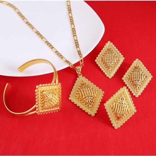 Ethiopian New Jewelry Sets Gold Color Eritrean African Sudan Engagement Bride Wedding Habesha Luxury Jewelry