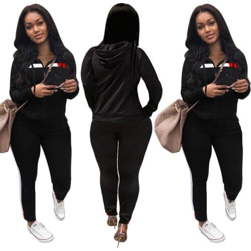 Autumn Winter Tracksuit Women Two Piece Set Hooded African Long Sleeve Sweatshirt Top Pants Leisure Sports Suit Casual Outfits